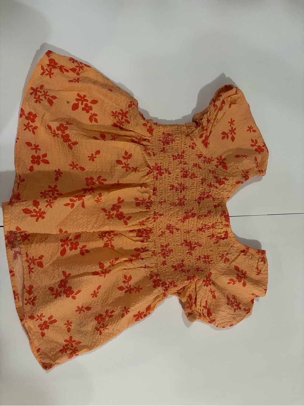 Cat & Jack Peach Floral Smocked Top